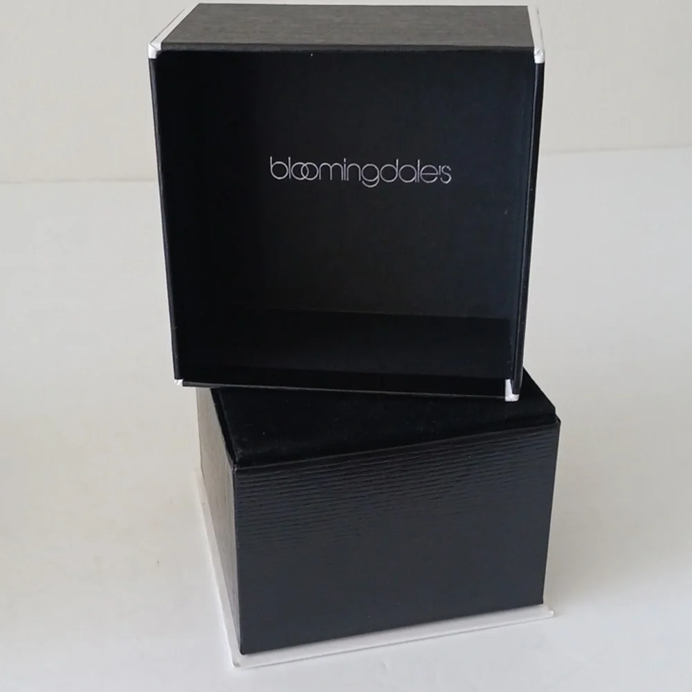 Jewelry Gift Box Bloomingdales Cardboard Black & White Square